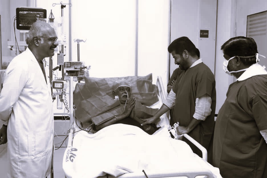 CM Revanth visits Manchiryal MLA Prem Sagar Rao at AIG hospital