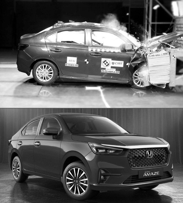 Honda Amaze earns five-star adult safety rating in Bharat NCAP tests
