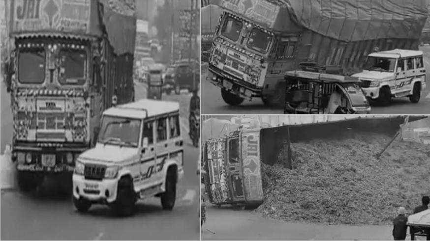 Rampur highway horror: Truck topples onto moving Bolero, driver dead