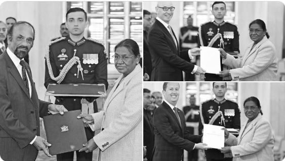 President Murmu hosts credential ceremony for US, Austrian and Trinidad & Tobago envoys