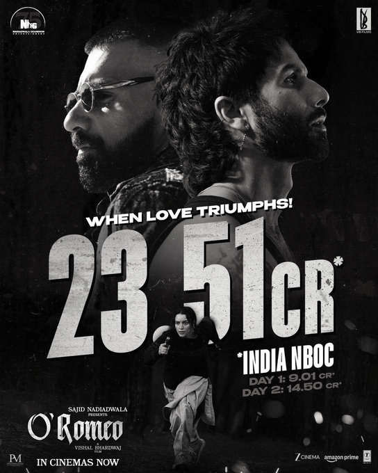 Shahid Kapoor’s ‘O’ Romeo’ rakes in Rs 23.51 Cr in just two days