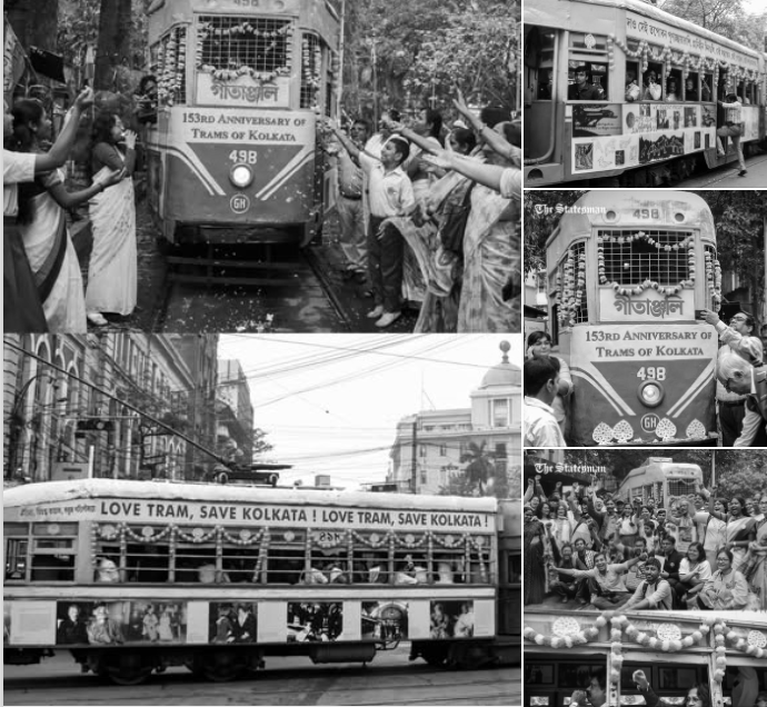 Specially decorated WW-II era tramcar rolls through city to mark 153 years of tram service