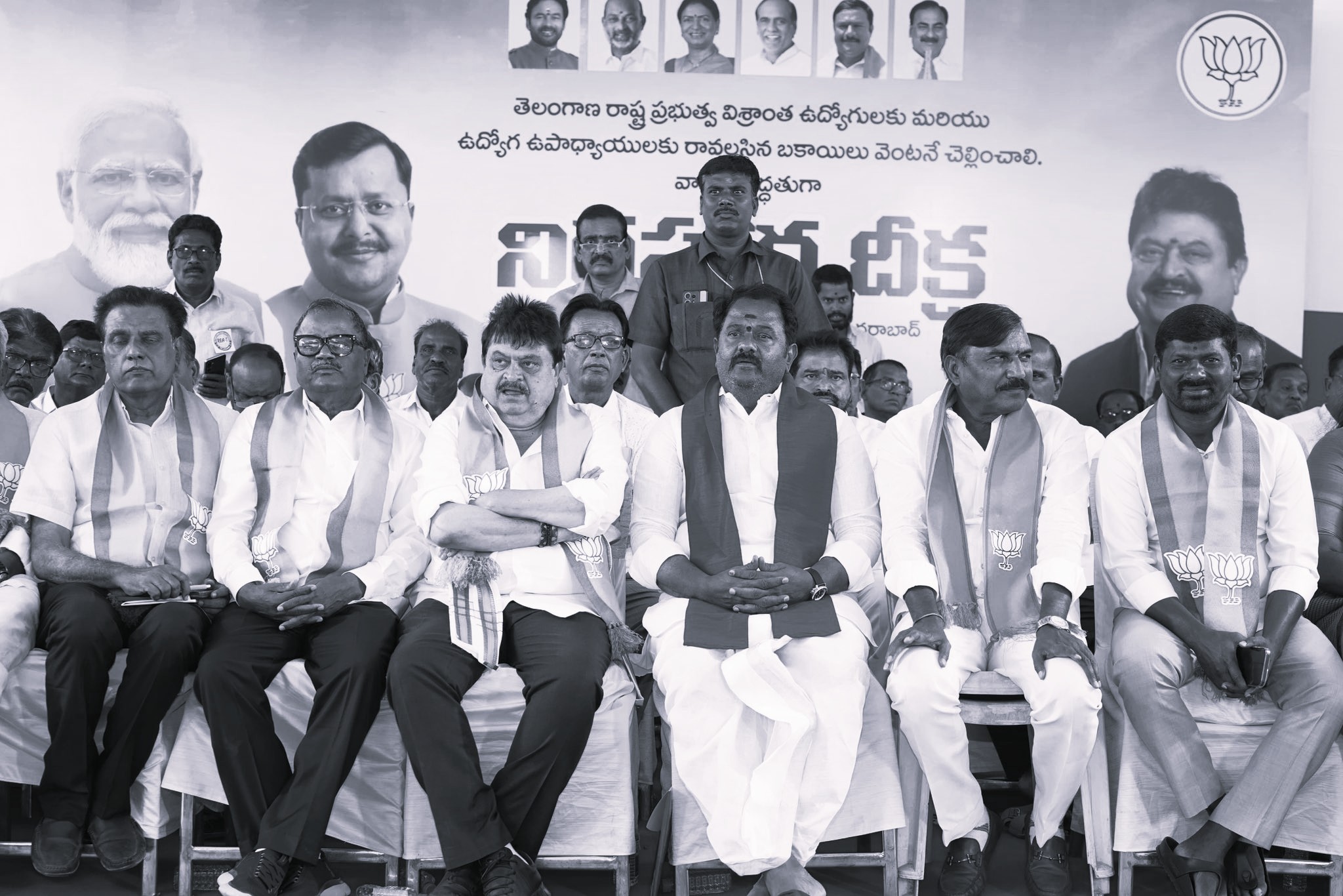 BJP MLA KVR Launches Indefinite Fast Demanding Clearance of Retired Employees’ Dues