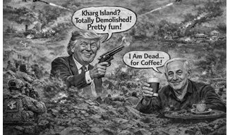 Middle East war day 16: Netanyahu needed coffee to prove he's alive. Trump needed Kharg to prove he's tough