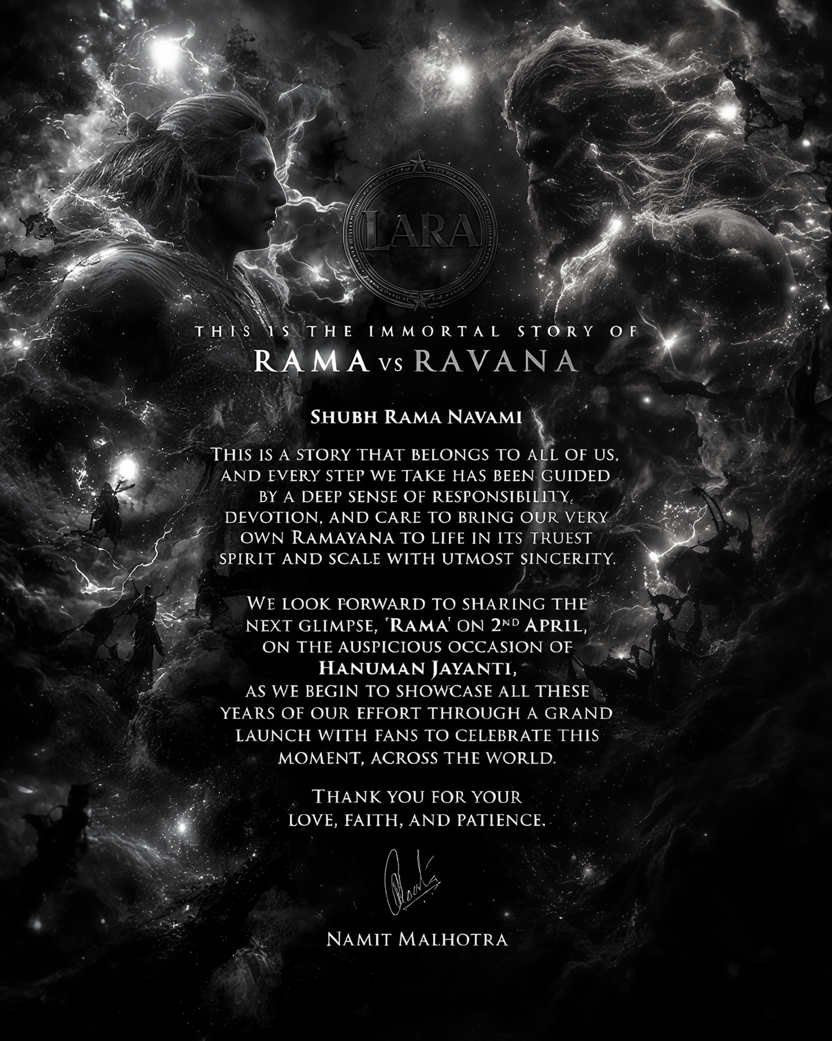 ‘Ramayana’ film adaptation announced for Diwali 2026–27 release, First glimpse set for Hanuman Jayanti