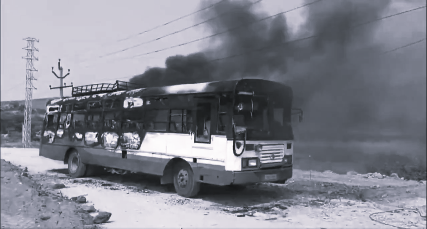 RTC Bus Catches Fire After Hitting Electric Wires in Kadapa District
