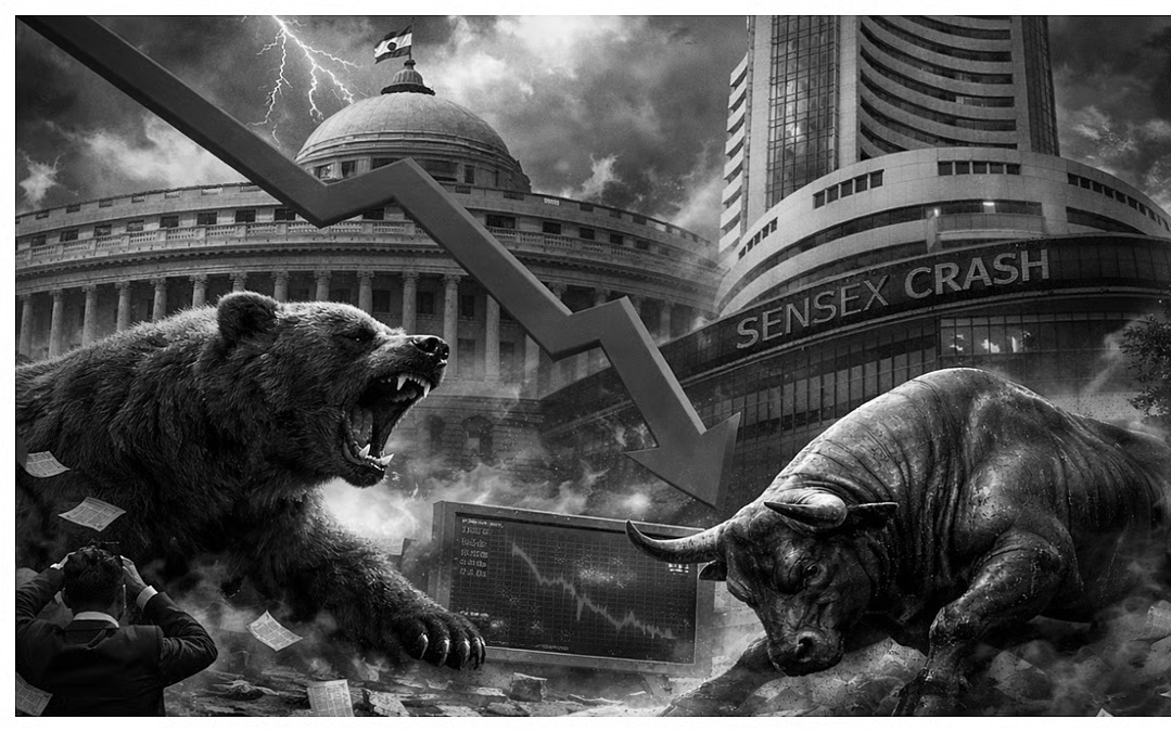 Sensex down 703 pts, Nifty 208, Brent crude rises 7.33% to $102.2 on war fears