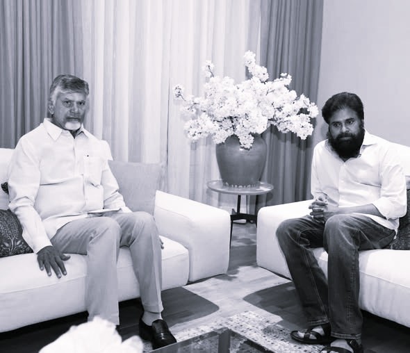Chandrababu Calls on Pawan Kalyan at Jubilee Hills Residence