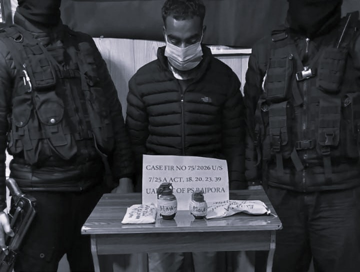 Security Forces Nab OGW Umar Malik in Pulwama, Recover Grenades and Pistol
