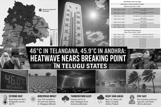 46°C in Telangana, 45.9°C in Andhra: Heatwave Nears Breaking Point