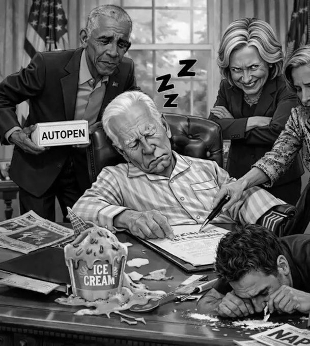 Trump Posts AI Image Trolling Biden, Obama And Clinton With Autopen, Ice Cream And Cocaine
