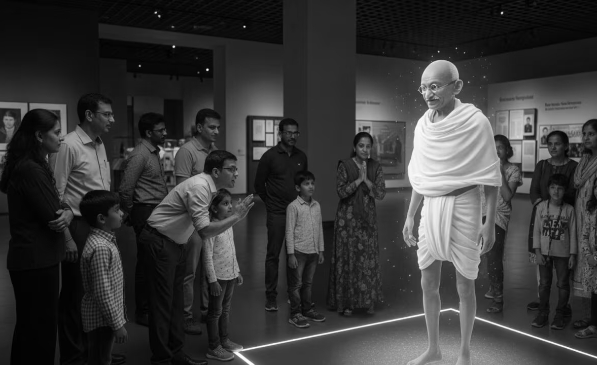 Meet ‘AI Gandhi’: Prime Ministers’ Museum Unveils Hyper Realistic Bapu Avatar in Delhi