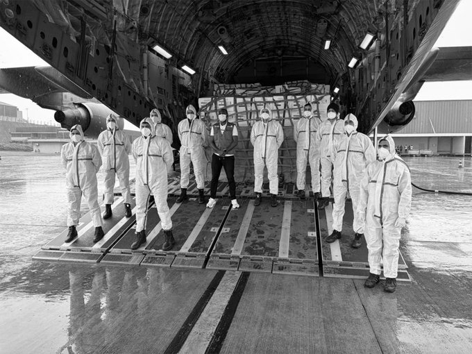 IAF's C-17 Globemaster III Delivers 45 Tonnes of Ebola Relief Supplies to Uganda