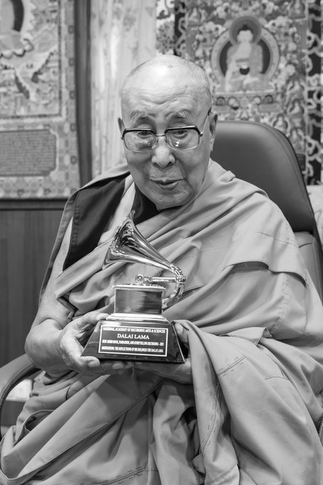 Dalai Lama Receives First Grammy Award at Dharamsala Residence