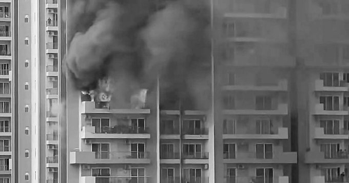 Noida High Rise Fire Sparks Panic, Family Rescued Safely, CM Takes Cognisance