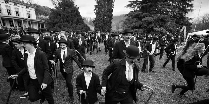 Hundreds of Charlie Chaplin Lookalikes Gather in Switzerland for Anniversary Record Attempt