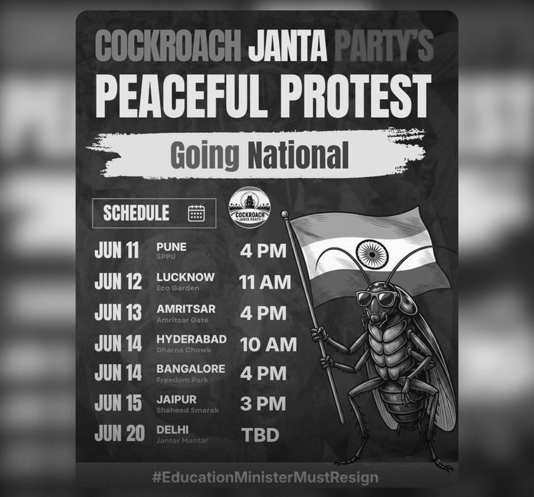 Cockroach Janta Party Plans Hyderabad Protest at Dharna Chowk on June 14