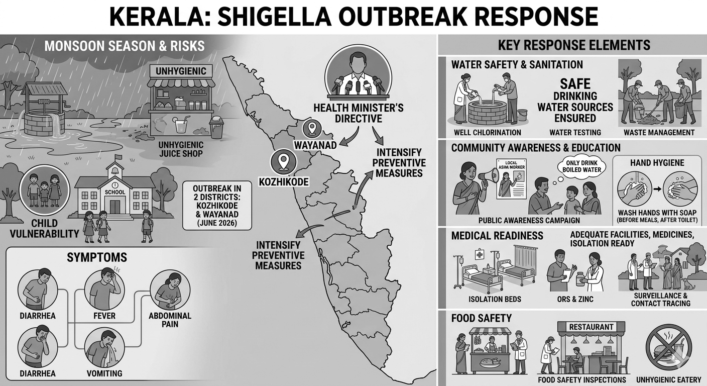 Kerala Reports 110 Shigella Cases in June, Launches Statewide Health Drive
