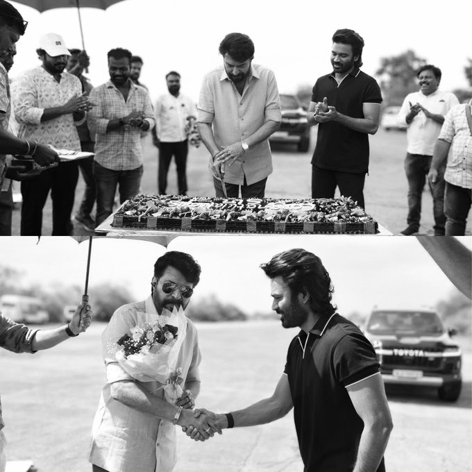 Dhanush Celebrates Mammootty’s Padma Bhushan On OM Sets With Cake Cutting Moment
