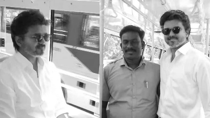 Vijay Takes RTC Bus Ride In Chennai, Poses With Conductor As Fans Flood Streets