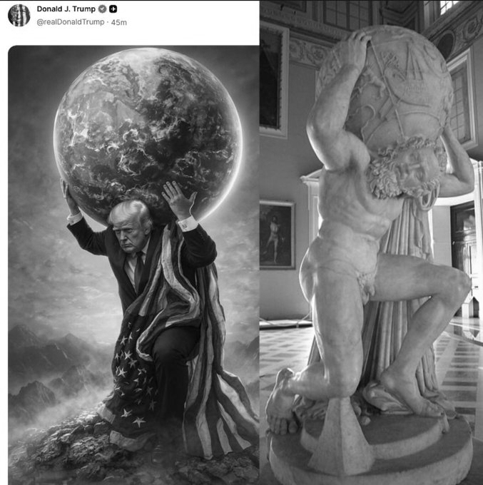Trump Posts AI Image Of Himself As Atlas Carrying Earth On Truth Social