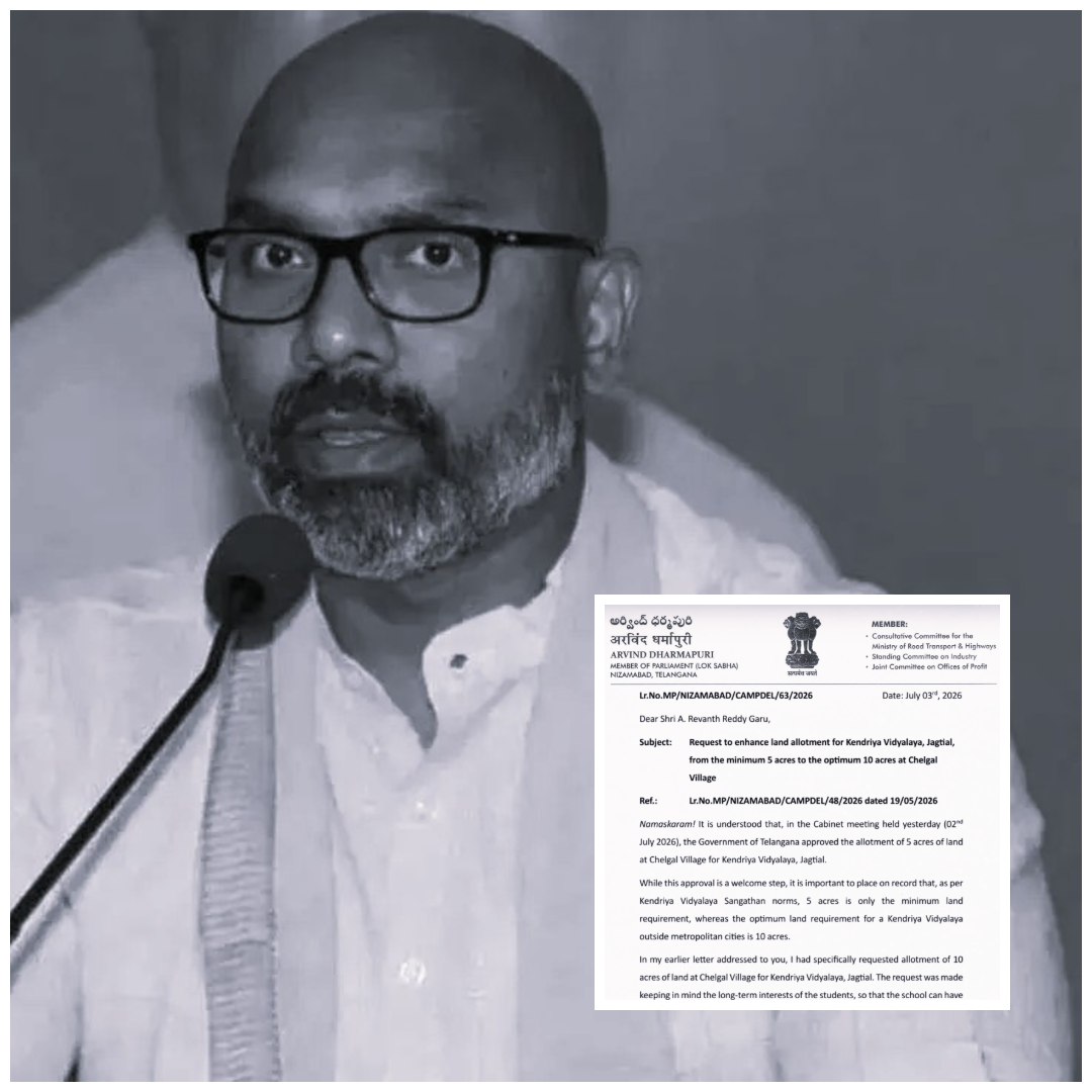 Arvind Urges Telangana Government to Allocate 10 Acres for Kendriya Vidyalaya in Jagtial