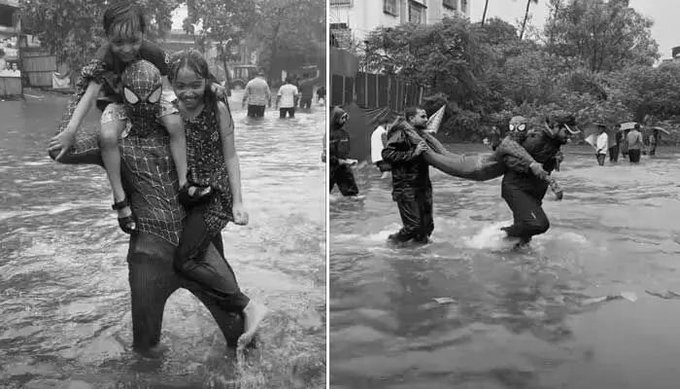 Man in Spiderman Suit Aids Commuters in Flooded Bhiwandi